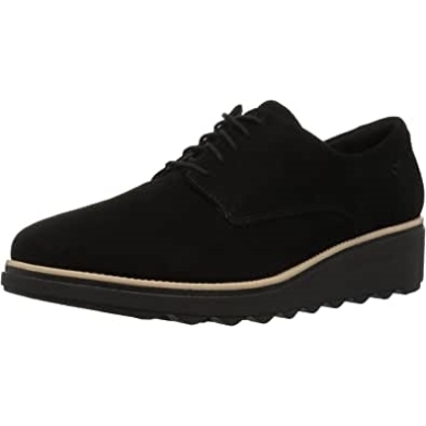 Damen Sharon Noel Oxford Clarks Schwarzes Nubukleder