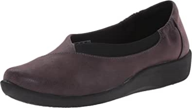 Sillian Jetay Flat Clarks Für Damen, Lila, Grau, Synthetisches Nubukleder