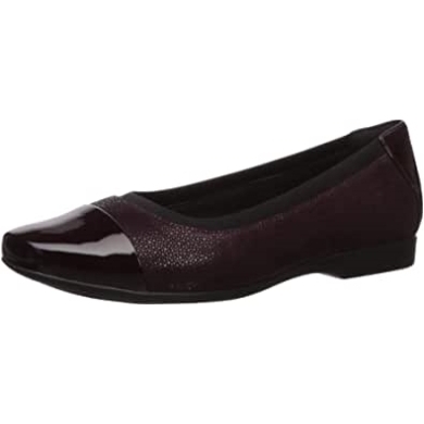 Damenkappe Un Darcey Ballet Flat Aubergine Nubuk Lthr Combi Clarks