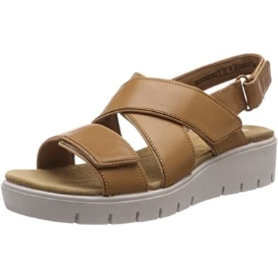 Un Karely Dew Damensandalen Mit Riemen Hinten Clarks Braunes Hellbraunes Leder
