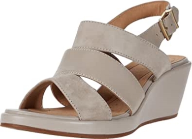 Un Plaza Go Keilsandale Für Damen Clarks Stone Wildleder Kombi