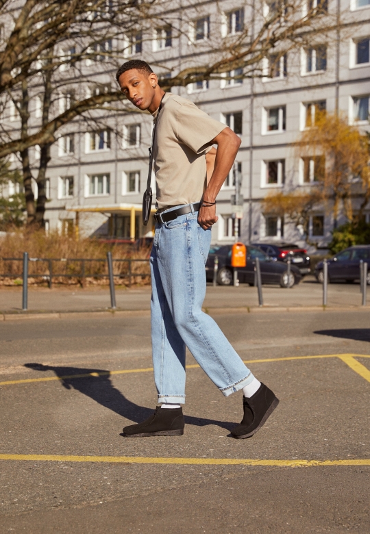 Black Wallabee Lässige Schnürschuhe Clarks