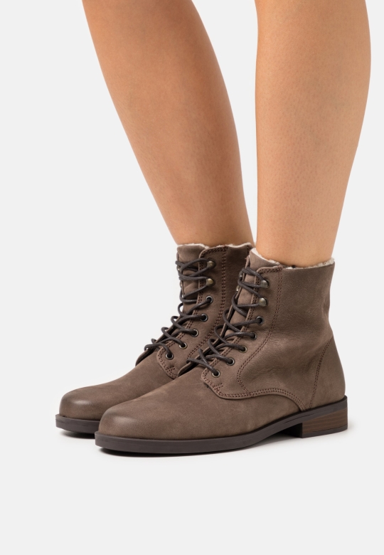 Clarks Taupefarbene Memi-schnürstiefeletten Mit Schnürung