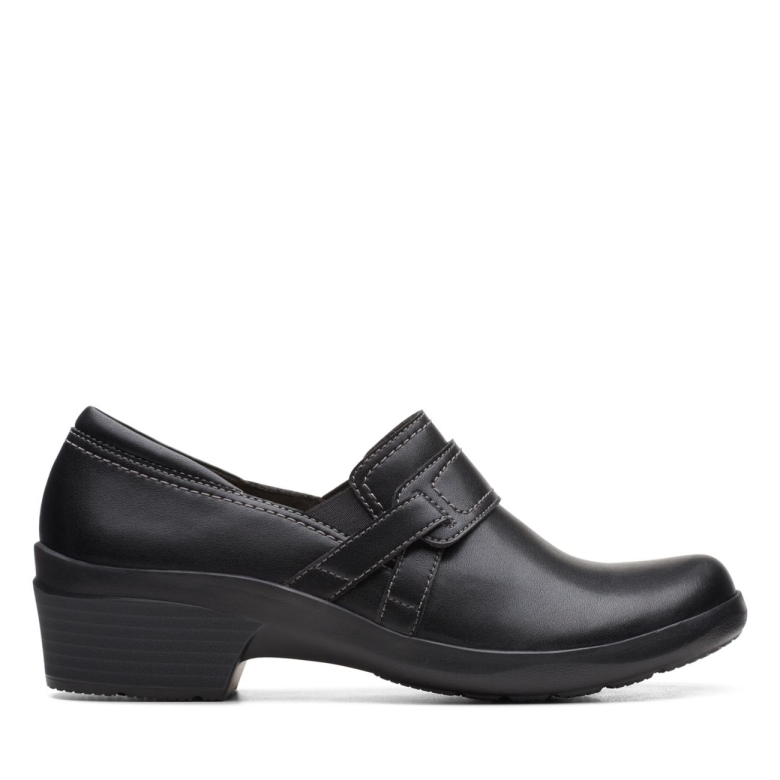 Angie Poppy Schwarzes Leder Clarks Schwarzes Leder