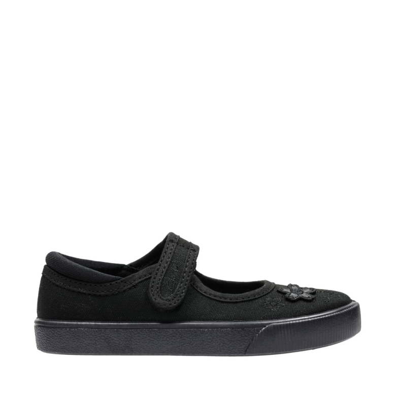 Schwarzer Stoff Clarks Hopper Go Kid Schwarzer Stoff