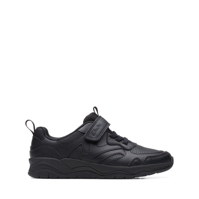 Schwarzes Leder C Lowder Sprint Kid Schwarzes Leder Clarks