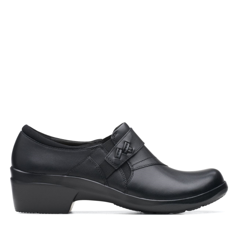 Schwarzes Leder Clarks Angie Perlschwarzes Leder