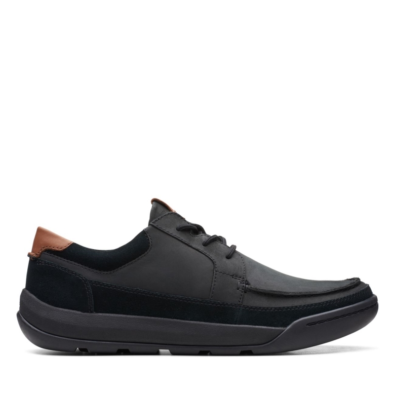 Schwarzes Leder Clarks Ashcombe Craft Schwarzes Leder