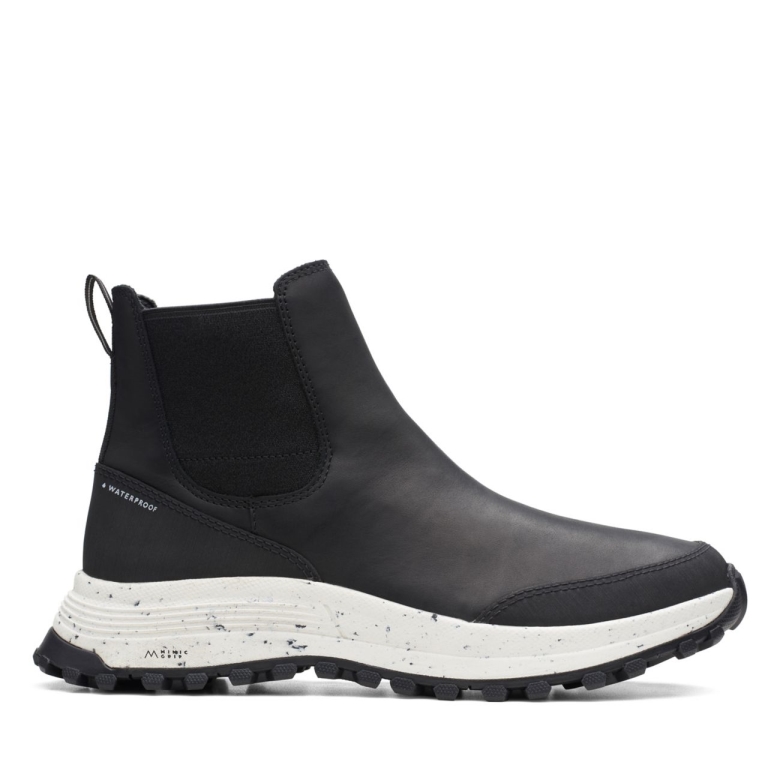 Schwarzes Leder Clarks Atl Trek Up Wasserdicht