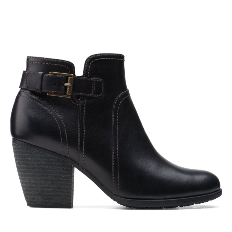 Schwarzes Leder Clarks Bergen Vibe Schwarzes Leder