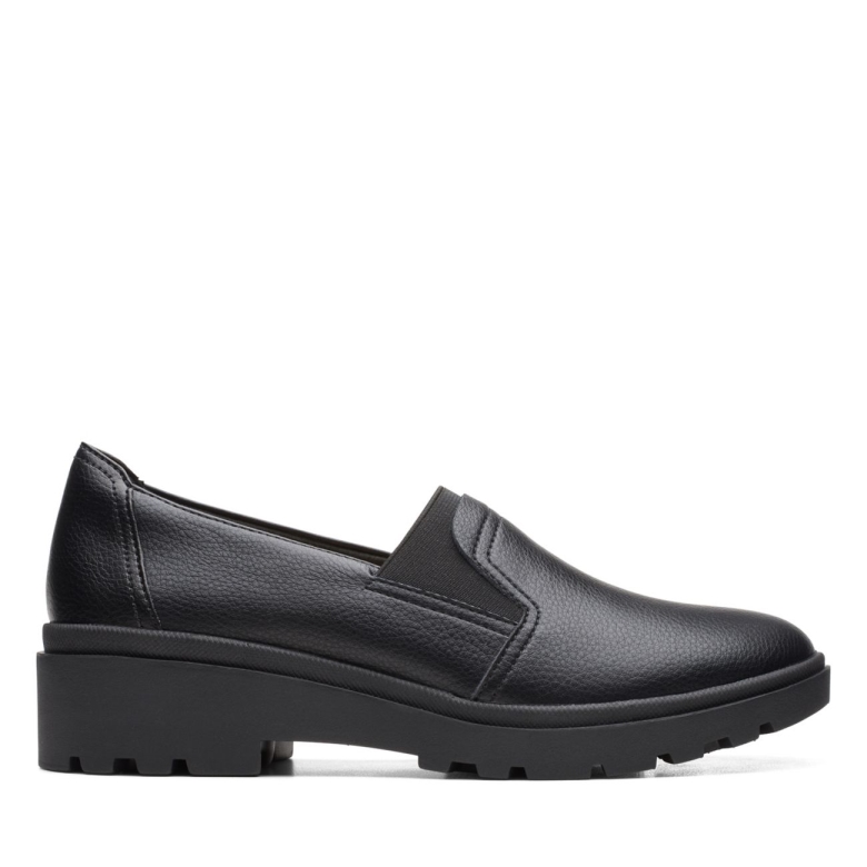 Schwarzes Leder Clarks Calla Rae Schwarzes Leder