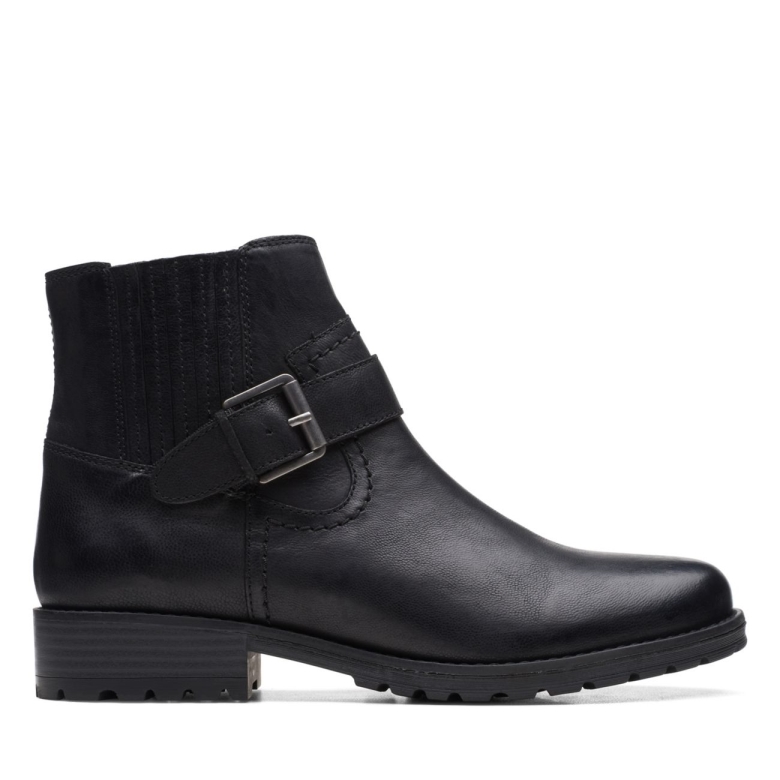 Schwarzes Leder Clarks Clarkwellstrap Schwarzes Leder