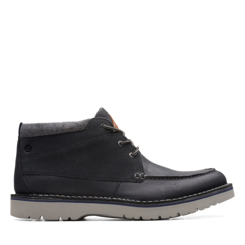 Schwarzes Leder Clarks Eastford Top Schwarzes Leder