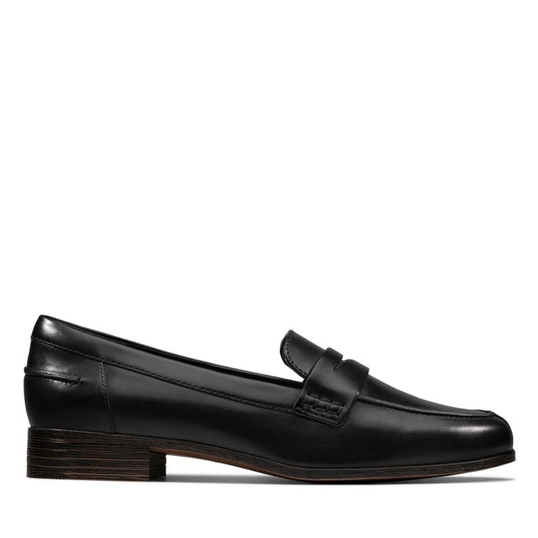 Schwarzes Leder Clarks Hamble Loafer Schwarzes Leder