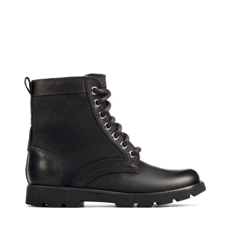 Schwarzes Leder Clarks Heath Mangold Kid Schwarzes Leder