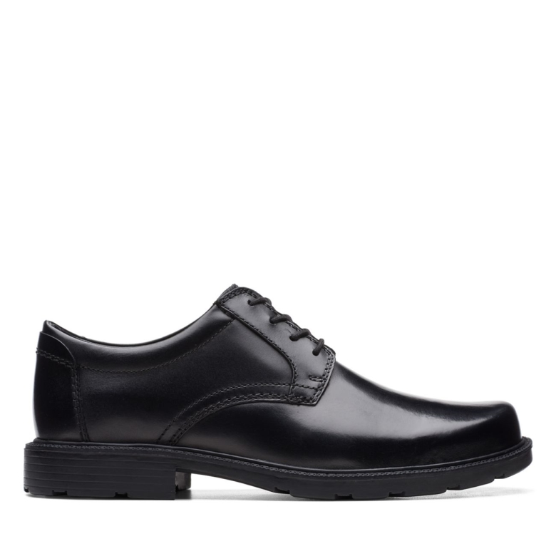 Schwarzes Leder Clarks Kerton Lace Schwarzes Leder