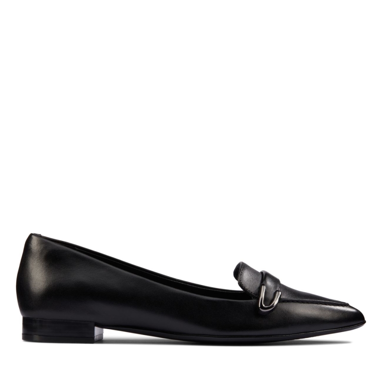 Schwarzes Leder Clarks Laina 15 Schnalle Schwarzes Leder