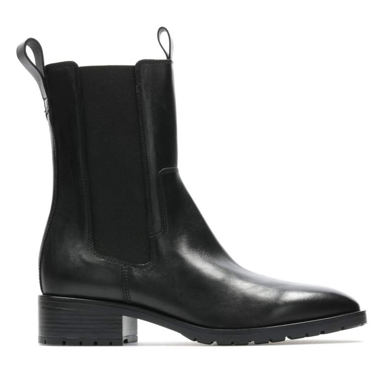 Schwarzes Leder Clarks Lydia Top Schwarzes Leder