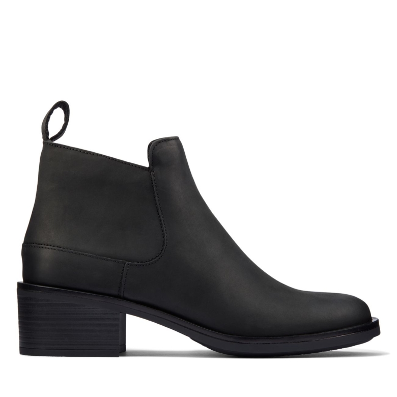 Schwarzes Leder Clarks Memi Zip Schwarzes Leder