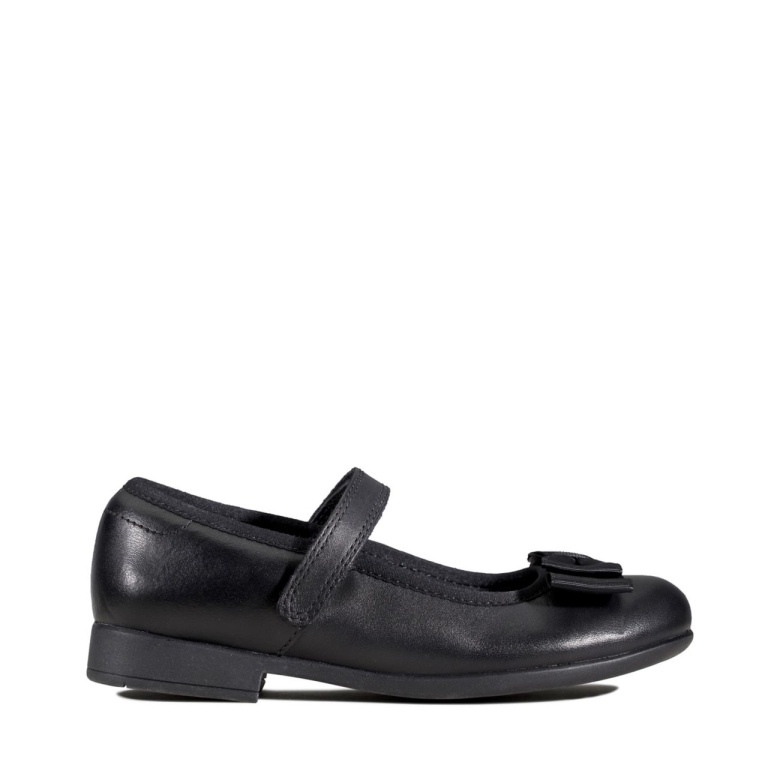Schwarzes Leder Clarks Scala Tap Kid Schwarzes Leder