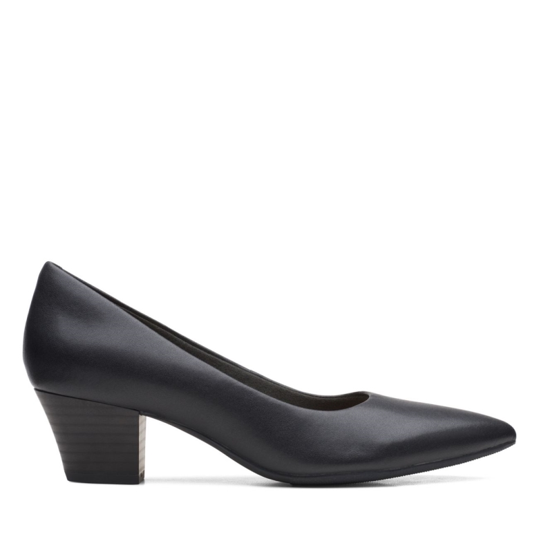 Schwarzes Leder Clarks Teresa Step Schwarzes Leder