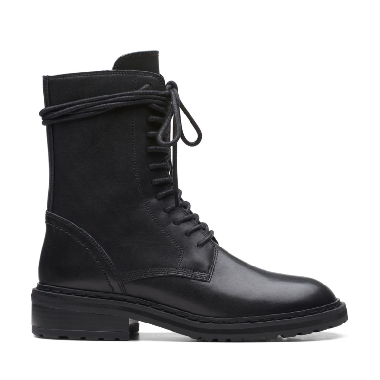 Schwarzes Leder Clarks Tilham Lace Schwarzes Leder