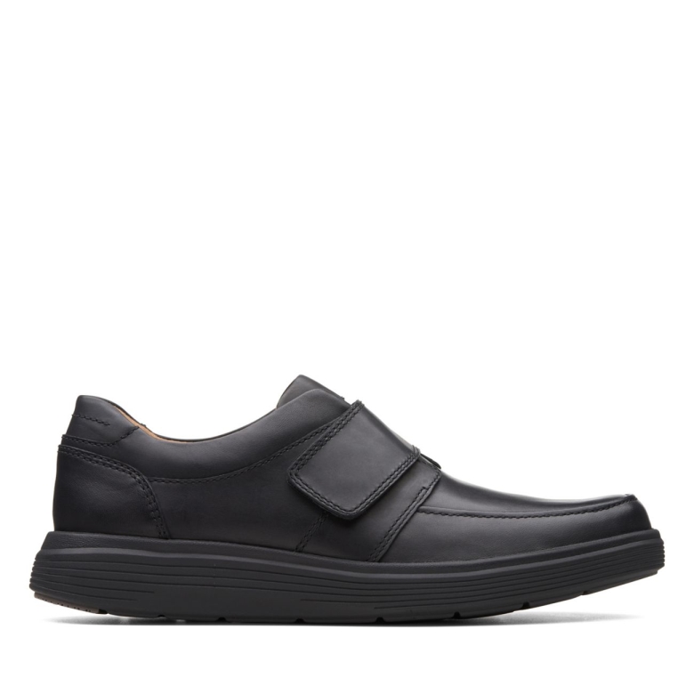 Schwarzes Leder Clarks Un Abode Strap Schwarzes Leder