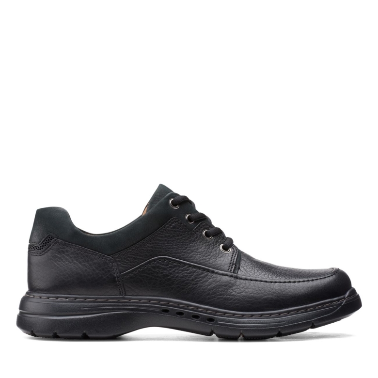 Schwarzes Leder Clarks Un Brawley Lace Schwarzes Leder