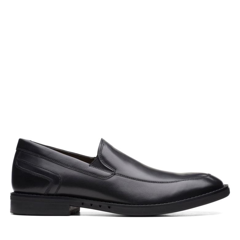 Schwarzes Leder Clarks Un Hugh Step Schwarzes Leder