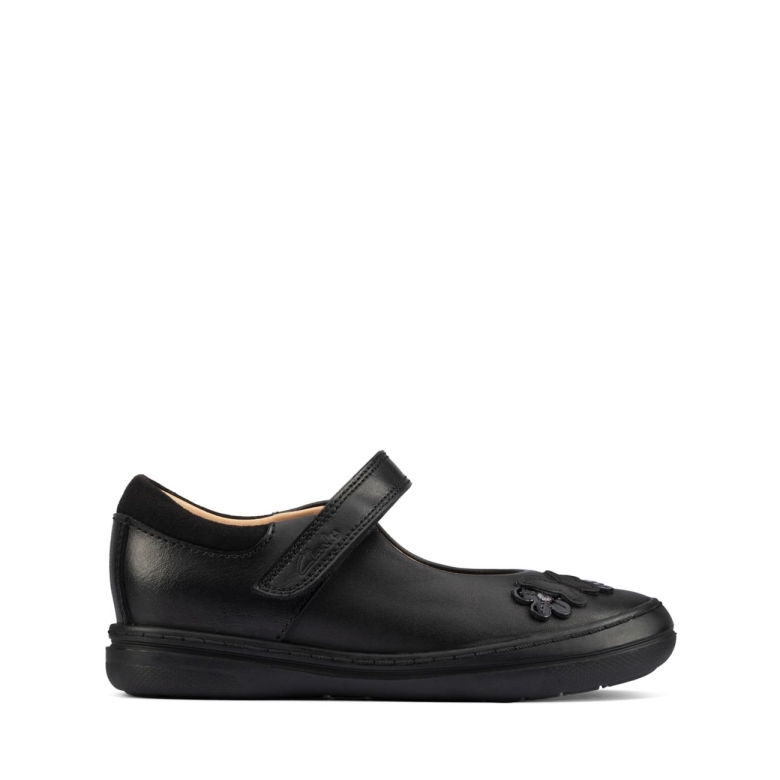 Schwarzer Lederroller Daisy Kleinkind Schwarzes Leder Clarks