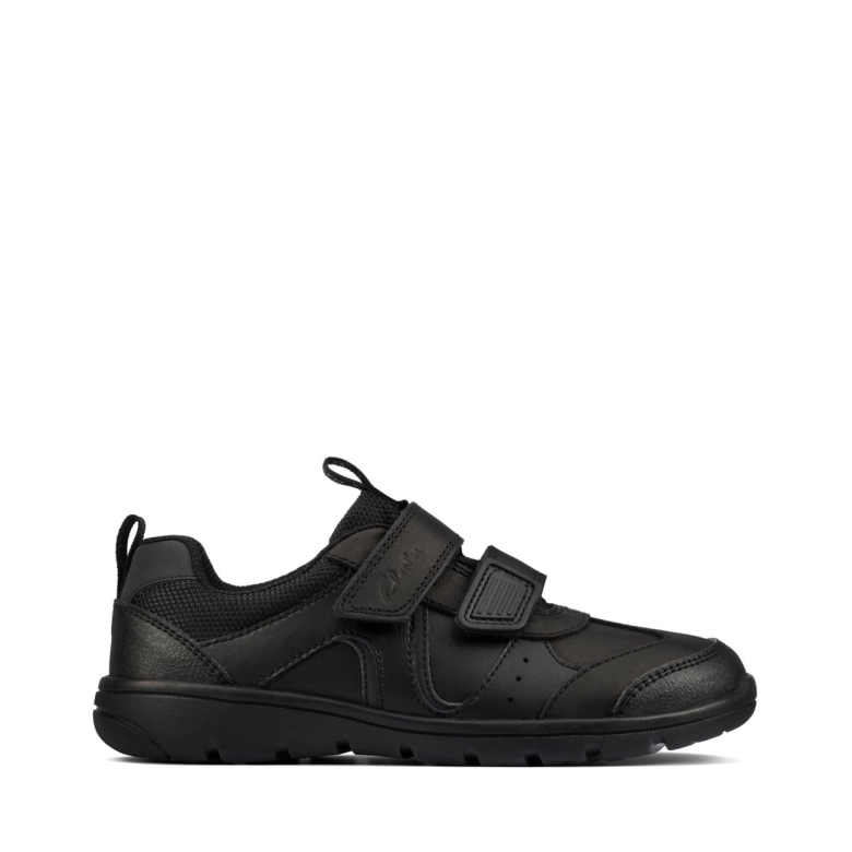 Schwarzes Leder Scooter Run Kid Schwarzes Leder Clarks