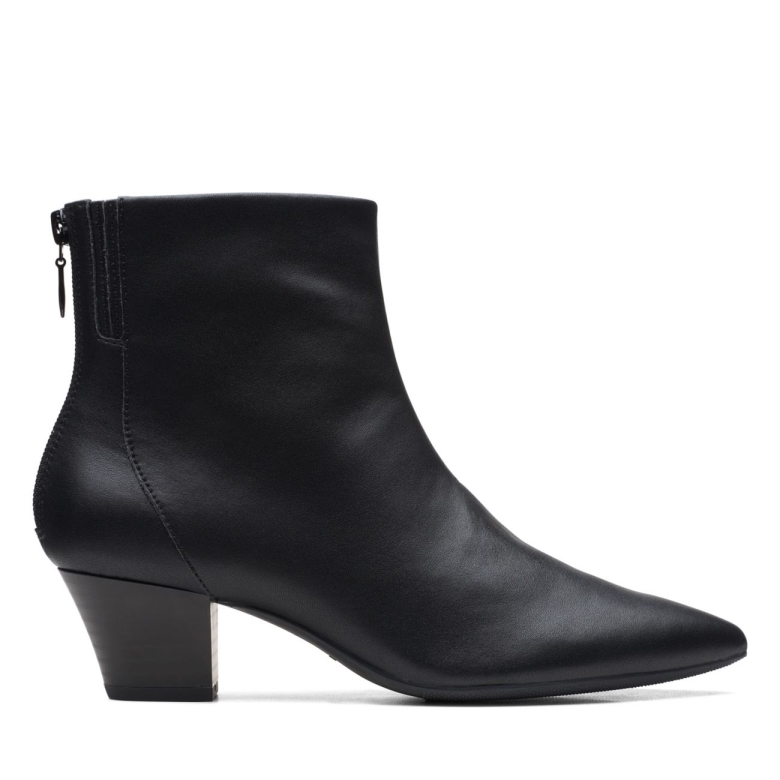 Schwarzer Lederstiefel Teresa Schwarzes Leder Clarks
