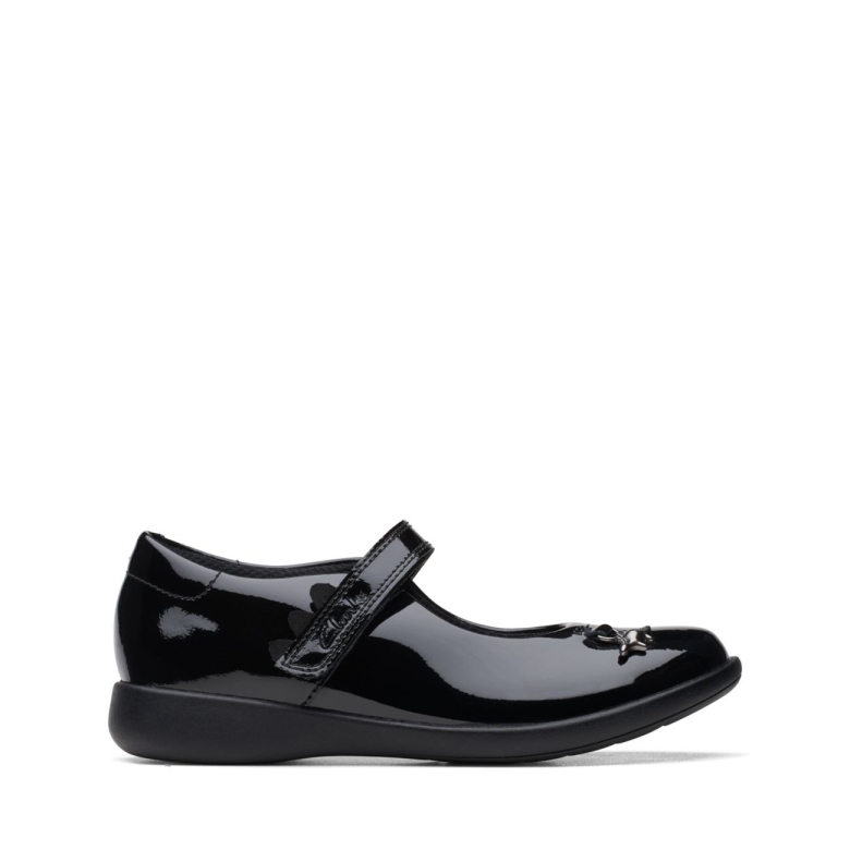 Schwarzes Lackleder Clarks Etch Fun Kid Schwarzes Lackleder