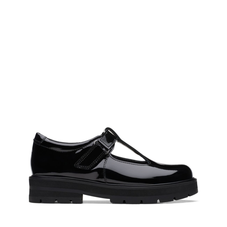 Schwarzes Patent Clarks Prag Brill älteres Schwarzes Patent