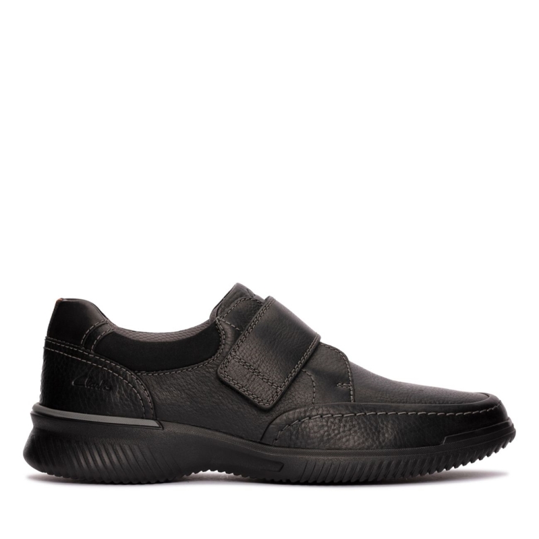 Schwarz Glatt Clarks Donaway Riemen Schwarz Glatt