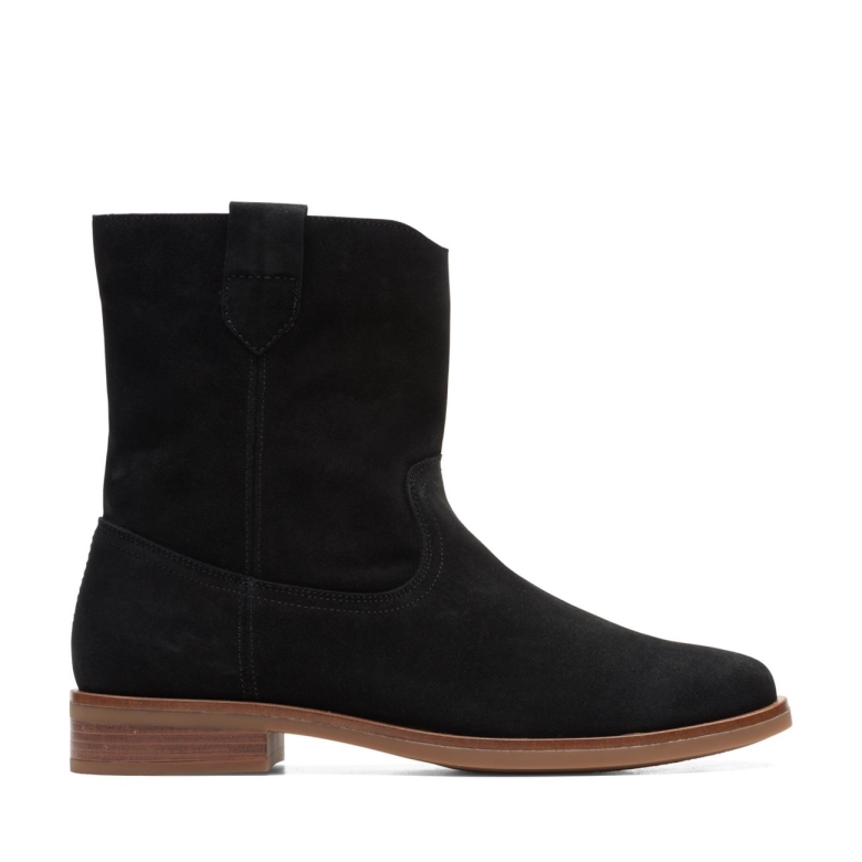 Schwarzes Wildleder Clarks Memi Mid Schwarzes Wildleder