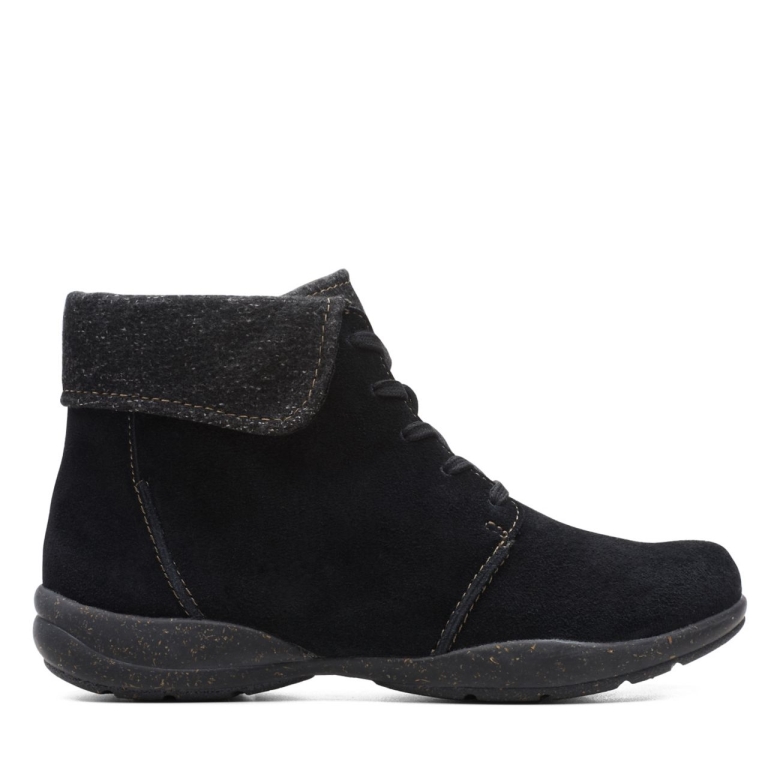 Schwarzes Wildleder Clarks Roseville Spitze Schwarzes Wildleder
