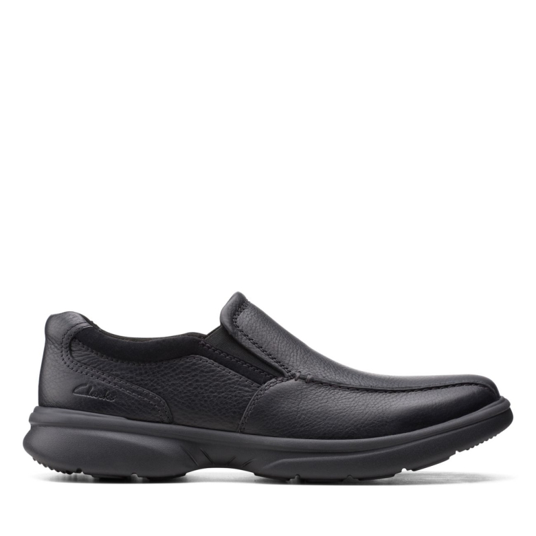 Schwarzes Getrommeltes Leder Clarks Bradley Step Schwarzes Getrommeltes Leder
