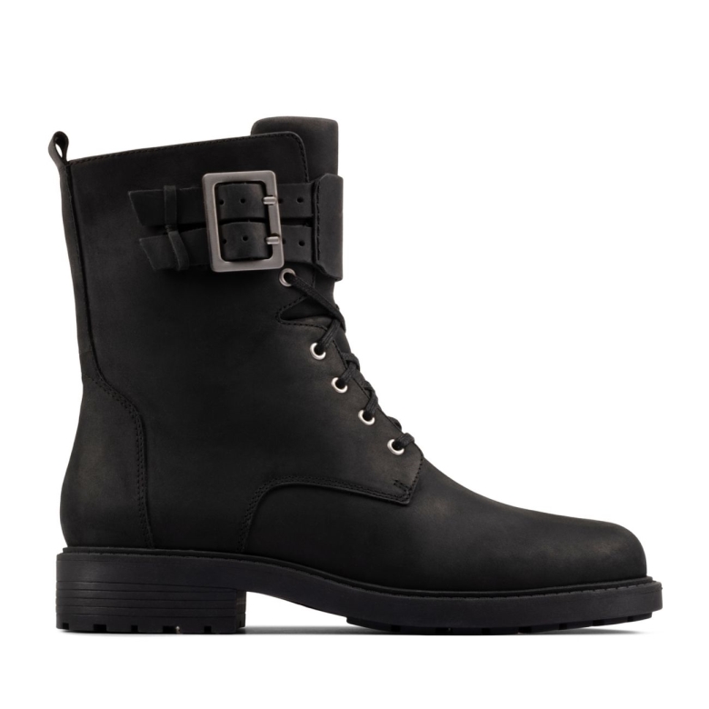Schwarzes Warmgefüttertes Leder Clarks Orinoco 2 Lace Schwarzes Warmgefüttertes Leder