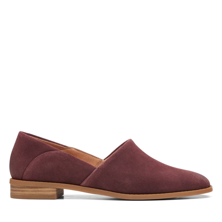 Bordeauxrotes Wildleder Clarks Pure Belle Bordeauxrotes Wildleder