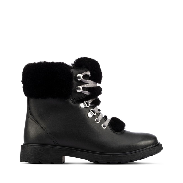 Clarks Schwarzes Leder Astrol Wanderer Kind Schwarzes Leder