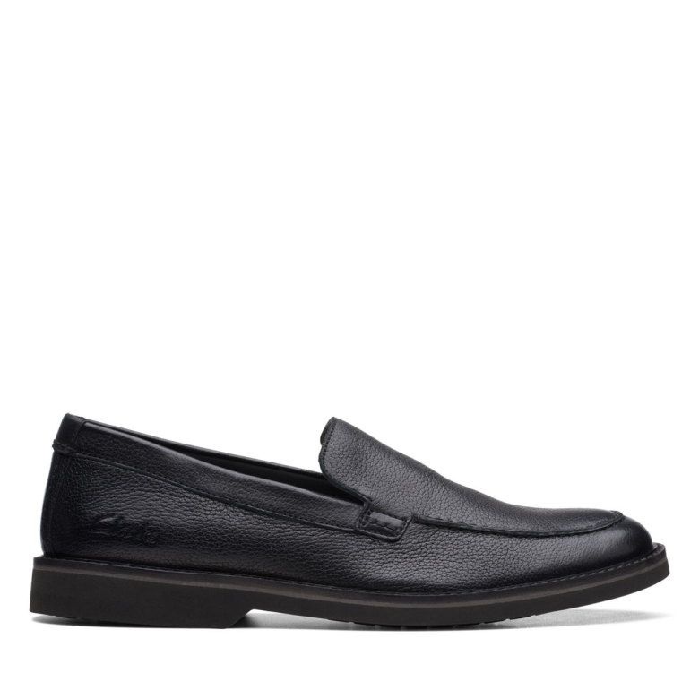 Clarks Schwarzes Leder Atticus Lt Kante Schwarzes Leder