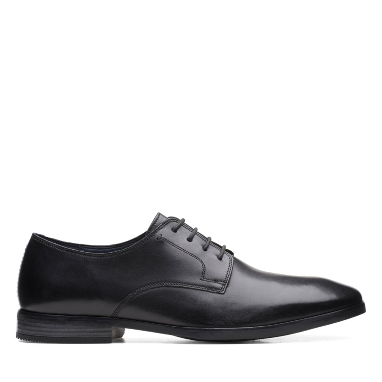 Clarks Schwarzes Leder Bradish Spitze Schwarzes Leder