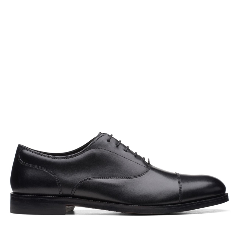 Clarks Schwarzes Leder Craftdean Cap Schwarzes Leder