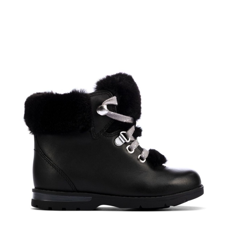 Clarks Schwarzes Leder Dabi Wanderer Kleinkind Schwarzes Leder