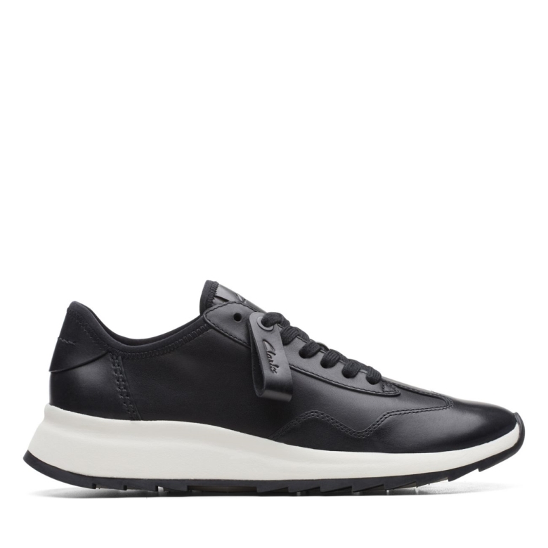 Clarks Schwarzes Leder Dash Lite Lo Schwarzes Leder