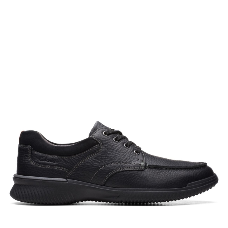 Clarks Schwarzes Leder Donaway Kante Schwarzes Leder
