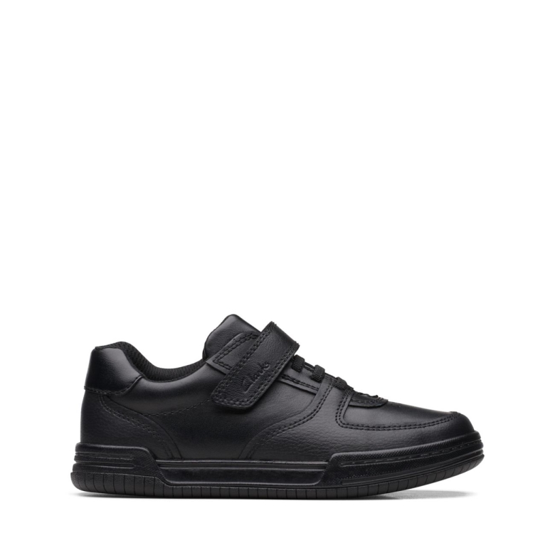 Clarks Schwarzes Leder Fawn Lag Kid Schwarzes Leder