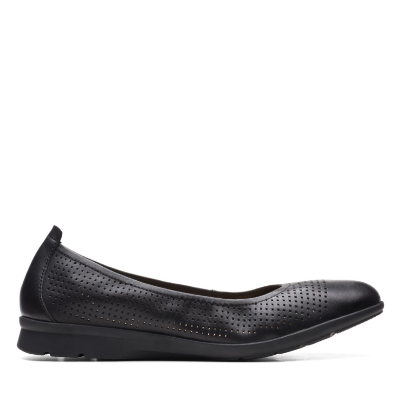 Clarks Schwarzes Leder Jenette Ease Schwarzes Leder