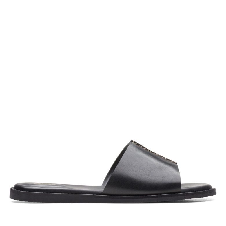 Clarks Schwarzes Leder Karsea Mule Schwarzes Leder